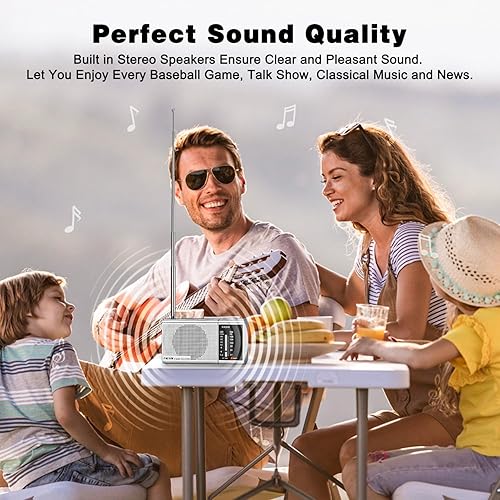 Miniatura 3 de Goodes Radio AM FM portátil - Radio a batería con recepción de largo alcance, altavoz, antena de transistor y conector de auriculares para el hogar,