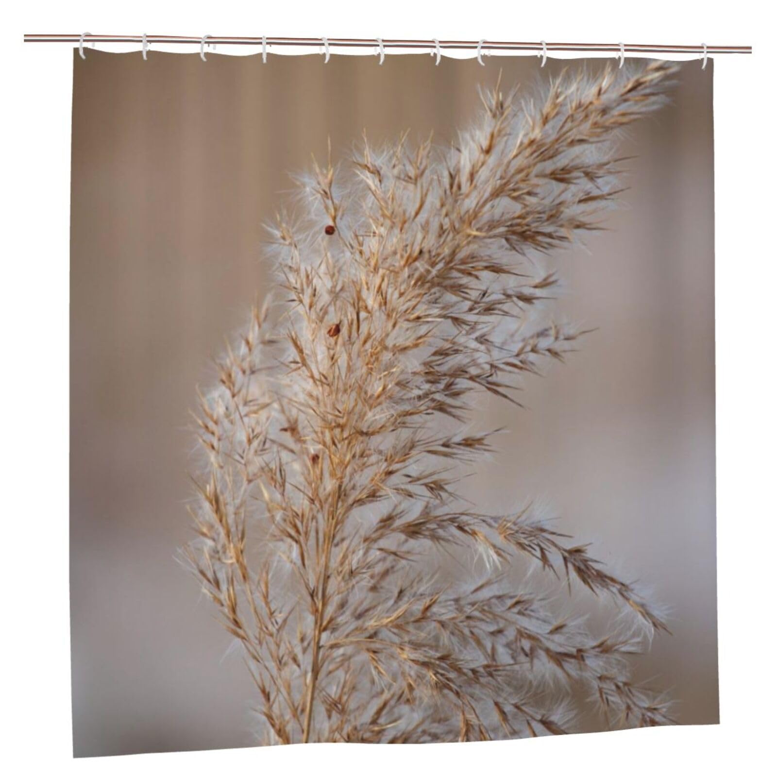 Oudrspo Polyester Fabric Shower Curtain - 70x70 Inch with Metal Grommets, Artistic Privacy Design, Reed