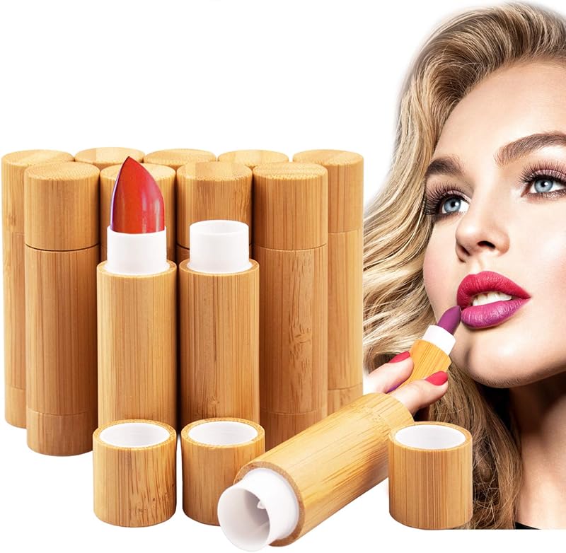 AUHOKY Tubos Recarregáveis de Bambu para Bálsamo Labial, 12 unidades, 5 mL