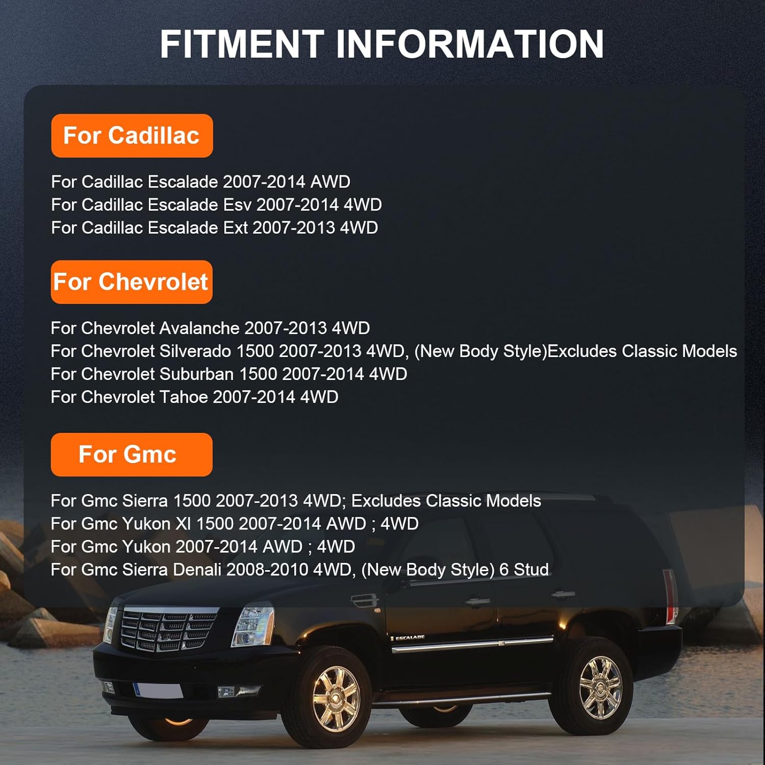 OCPTY Front Wheel Bearing and Hub Assembly Premium 515096 2014 for Cadillac Escalade ESV 4WD ONLY, 2014 for Cadillac Escalade 4WD ONLY, 2009-2013 for Cadillac Escalade AWD ONLY, 2008 for Chevrolet S