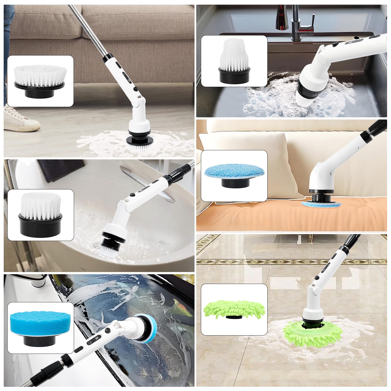 Lampa 37171 Spazzola Rotante Elettrica Senza Fili – Multifunzione Per Pulizia Auto, Lucidatura E Fai-da-te, Batteria 2000 MAh