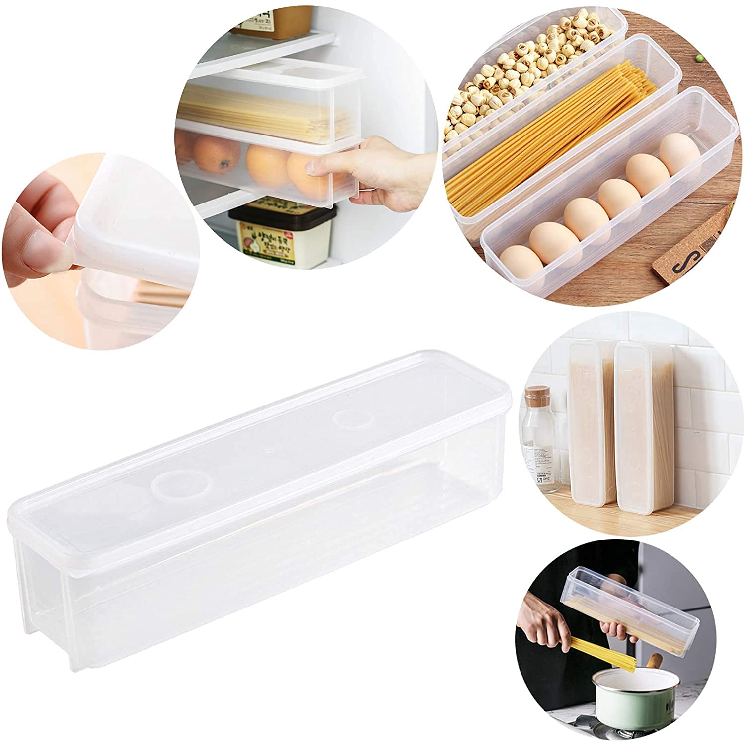 LATRAT 2 scatole portaoggetti, spaghetti, pasta, contenitore per pasta con coperchio per cibo secco