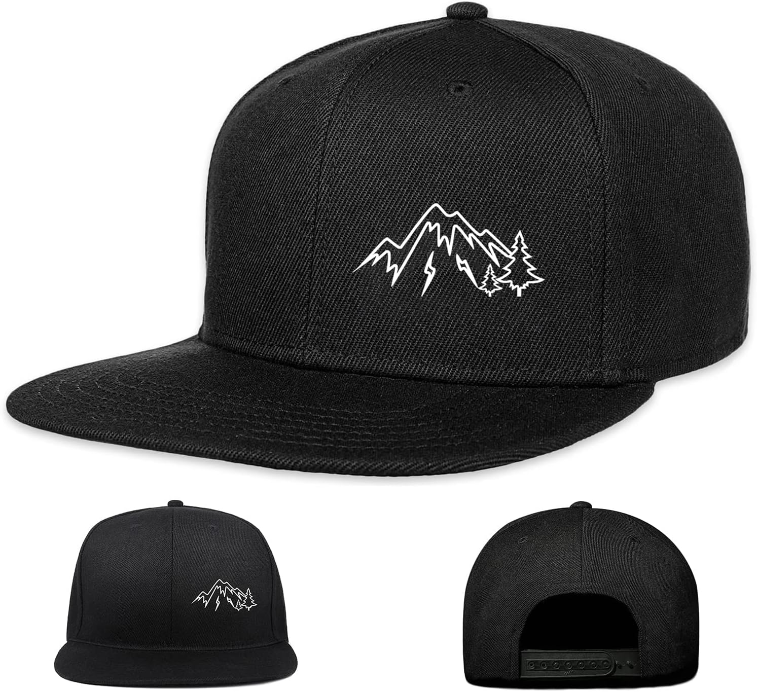 Negi Snapback Hats for Mens Hat Fitted Mountain Gaming Trucker Dad Black Flat Bill Adjustable Baseball Cap Brim