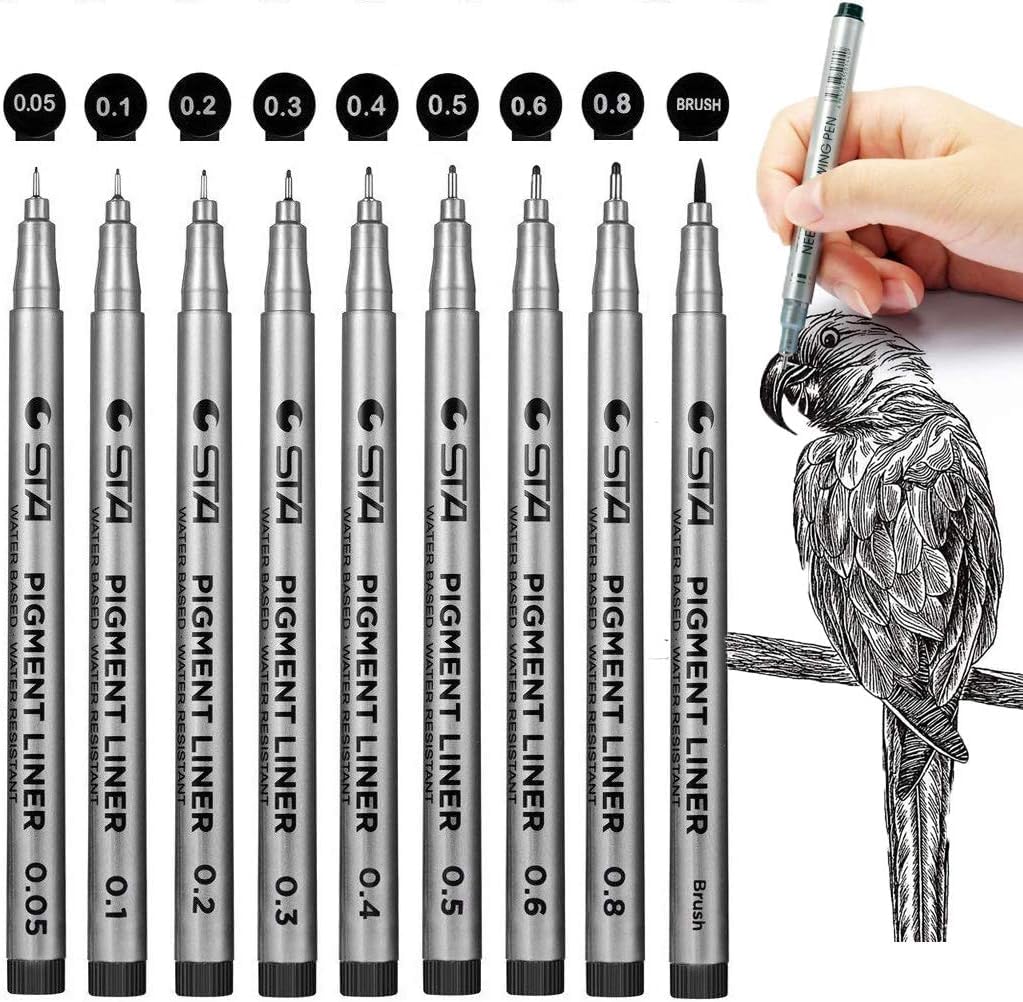COOFANDY 9 Black Micro Drawing Pens, Fineliner Ink Pen, Waterproof Archival Ink, Multiliner, Sketching, Anime, Artist Illustration, Technical Drawing, Art Watercolor, Precision and Sketching Kit-picture-18