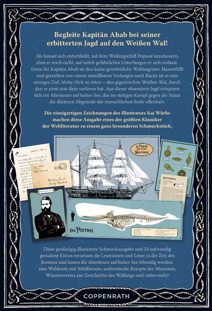 Moby Dick: oder Der Wal: Abenteuer-Klassiker mit 10 aufwendig gestalteten Extras. Durchgehend handillustriert, mit Leseband (Große Schmuckausgabe)