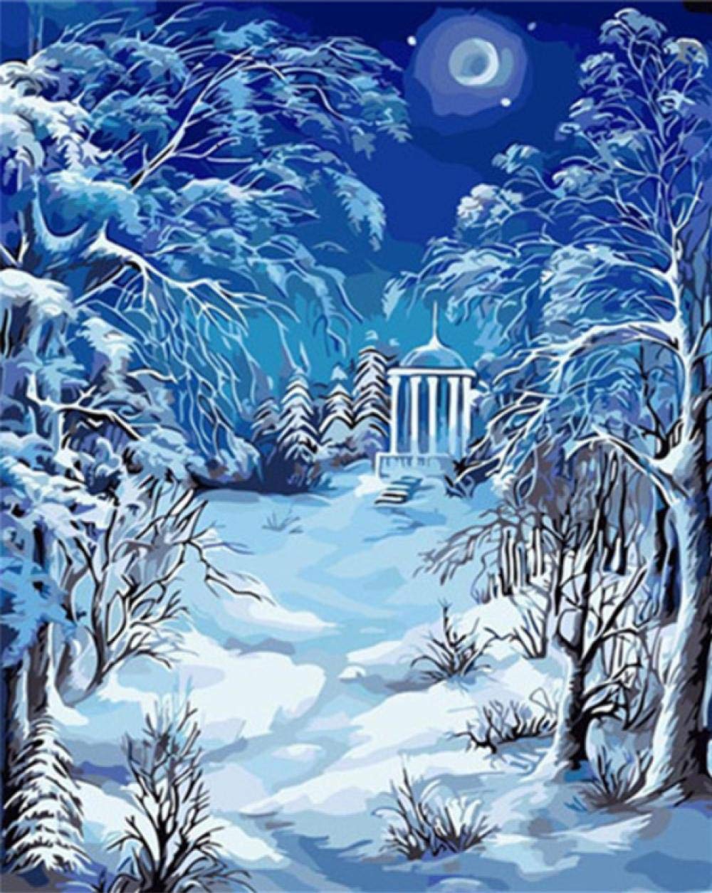 Peinture par numéros hiver forêt sur toile kit de peinture à l'huile pour adulte 40x50cm