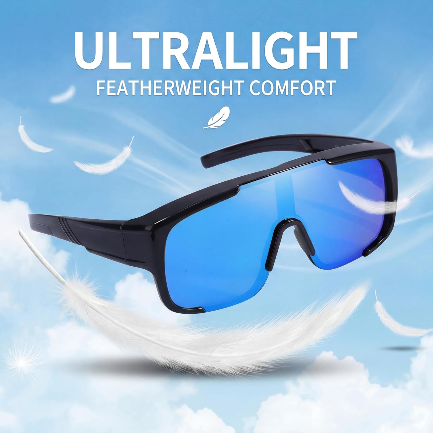 LVIOE Polarized Fit Over Sunglasses for Men, Wrap Around Sun Glasses for Driving Cycling Outdoors UV Protection