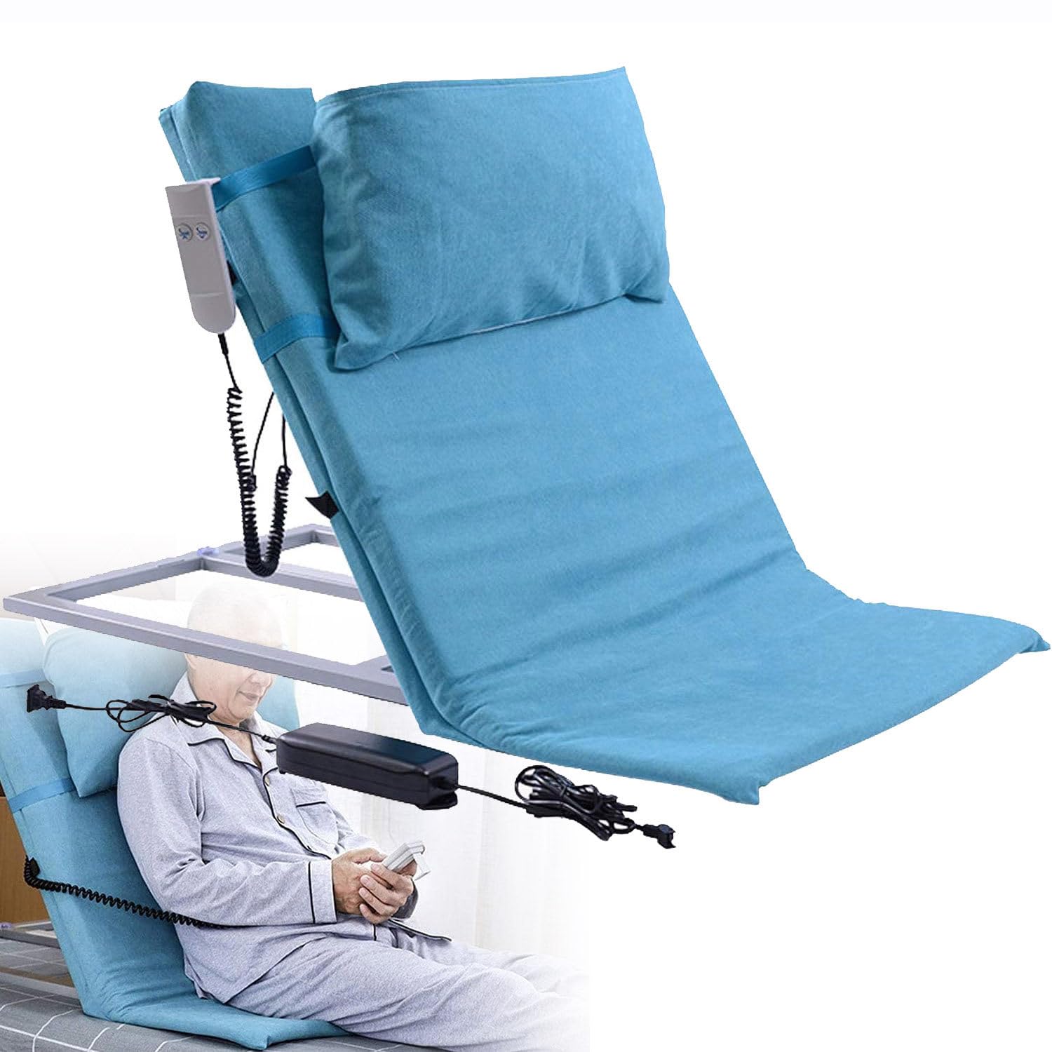 Bed Wedges Lifting Cushions,Electric Incline Bed Rest, Adjustable Back Rest Assist Aid, Sit Up Or Reclined Position, 2-65° Angle Adjustment, Breathable and Comfortable for Disabled, & Injure