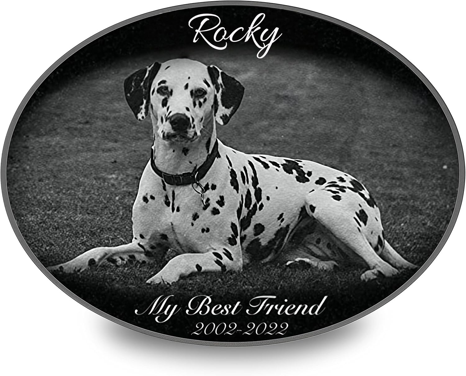 ADFSTONE Black Granite Pet Garden Memorial Stone,Laser Engraved Personalized Headstone Weather Resistant Durable Grave Marker for Dog or Cat with Photo, Outdoor Plaque,Lasting Tribute for Loved Ones