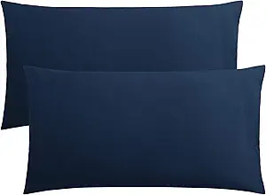 FLXXIE 2 Pack Microfiber King Pillow Cases, 1800 Super Soft Pillowcases with Envelope Closure, Wrinkle, Fade and Stain Resistant Pillow Covers, 20x36, Navy