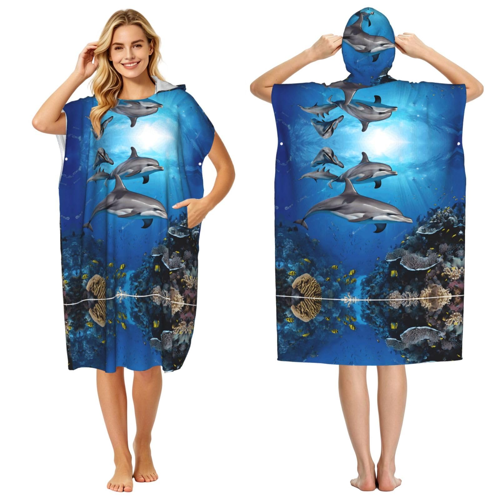 Peignoir à capuche de plage et piscine adultes Killer Whale1 compact