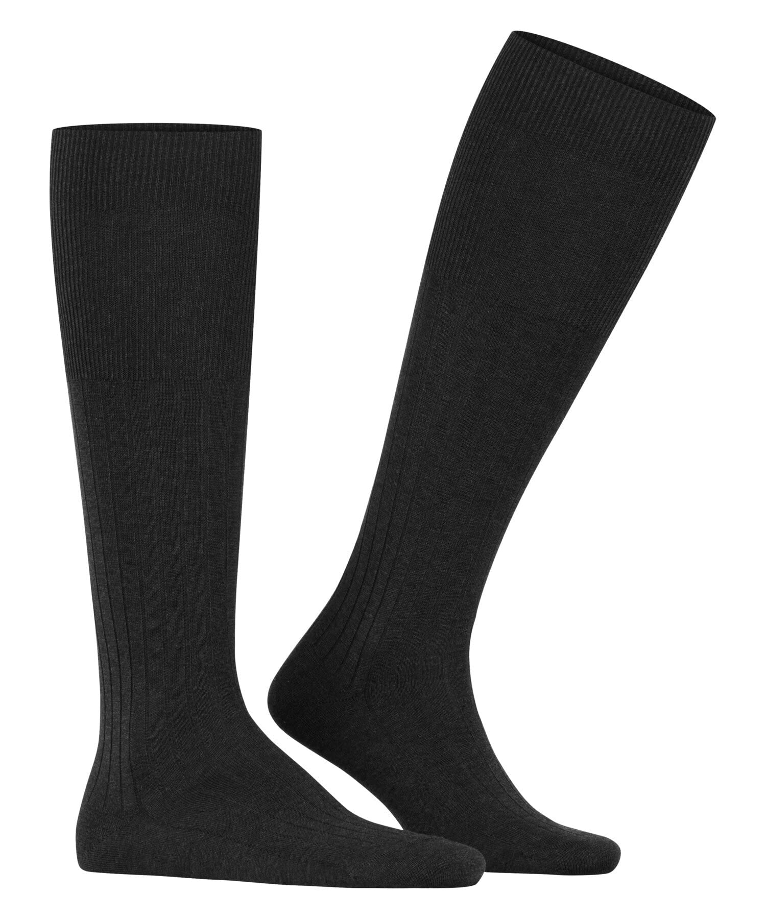 FALKE Mężczyźni Podkolanówki Milano M Kh Bawełna długie jednokolorowe 1 Para, Szary Anthracite Melange 3190, 45-46