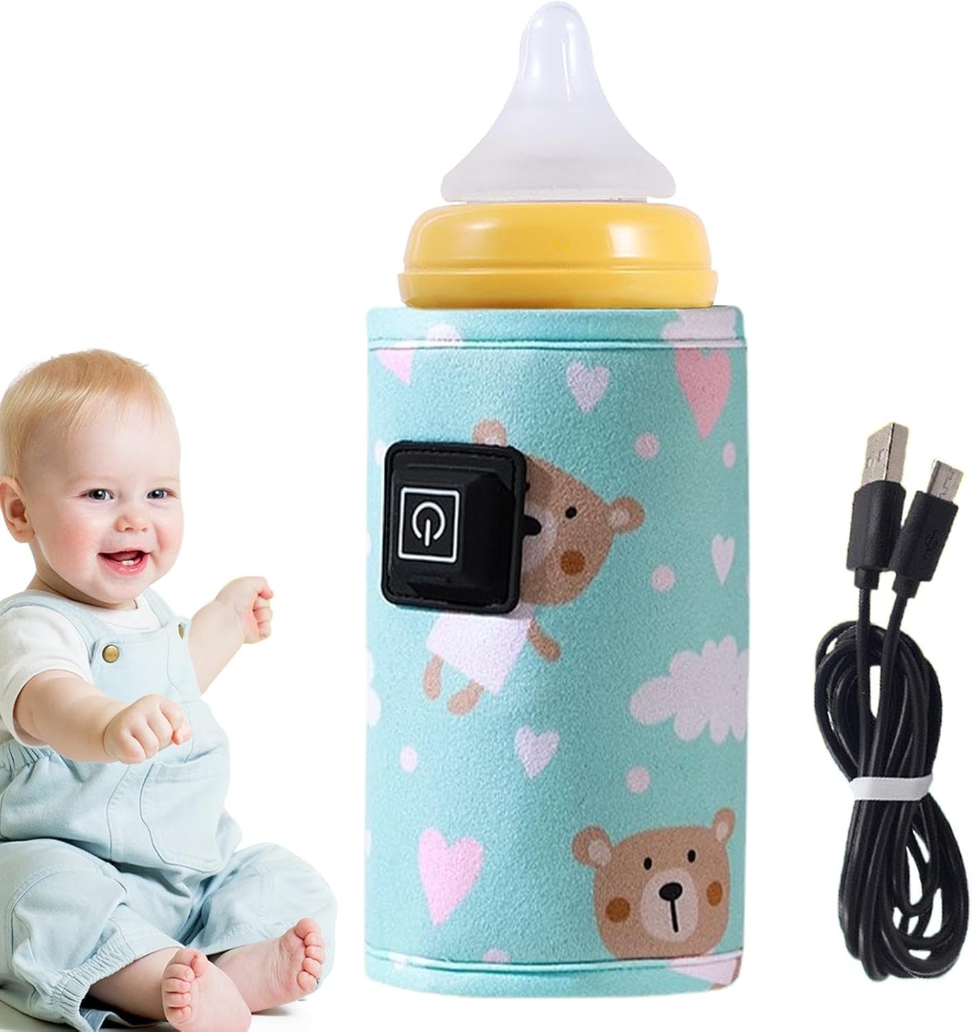 Travel Bottle Warmer - 3 Temp Adjustable Water Warmer - Lightweight Protective Sleeve, Rechargeable Breastmilk Heater for Boys, Girls - Image 1 of 9