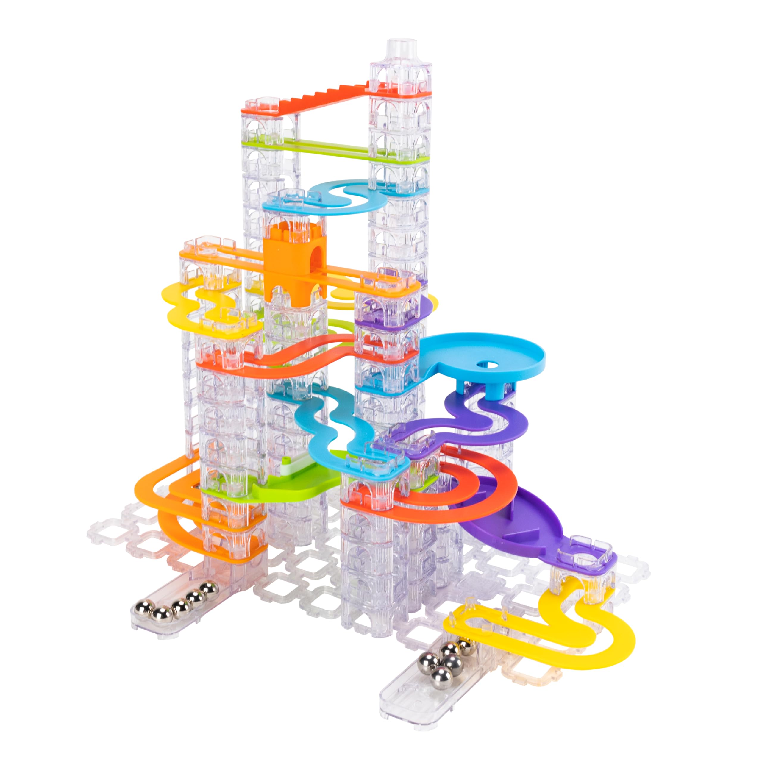 Trestle Tracks Deluxe Marble Run Set, 124-Piece Modular Marble Track, Toys for Kids, Marble Set, Girl and Boy Toys, Fun Toys for Ages 8-13+