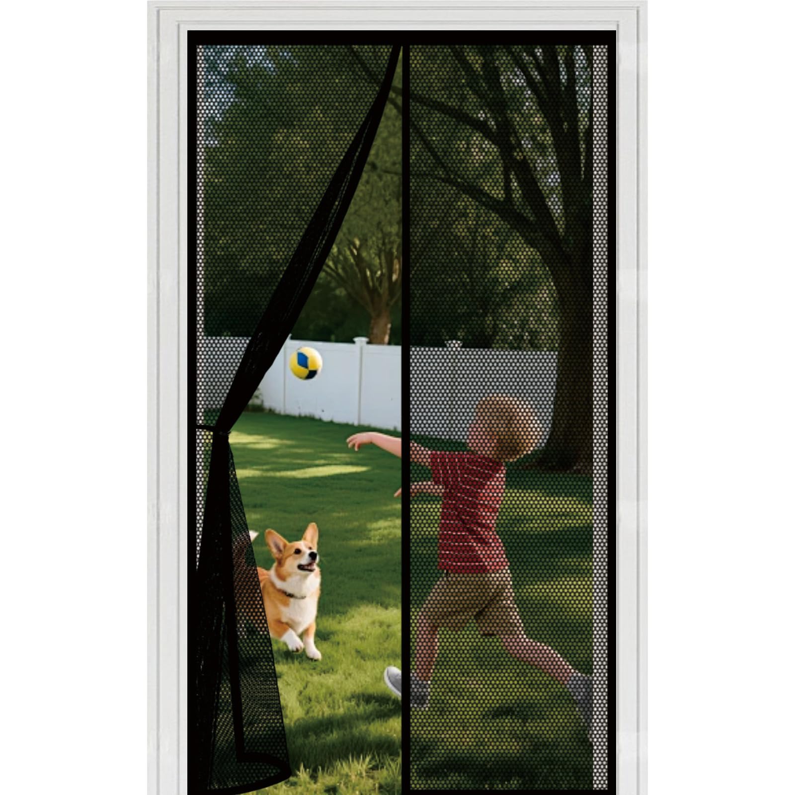 Liuyanyan Black Fly Screens For Doors 78 X 187 Cm With Powerful Magnets Automatically Closes And Magic Tape, Install Without, Keep Bugs Out, Door Curtains To Stop Flies For Balcony Door,