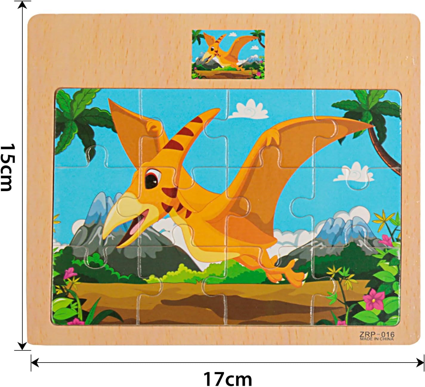 CCLIFE Wooden Jigsaw Puzzles Set for Kids 2-5 Years 12 Piece Colorful Wooden Educational Dinosaur Puzzles (4 Puzzles)