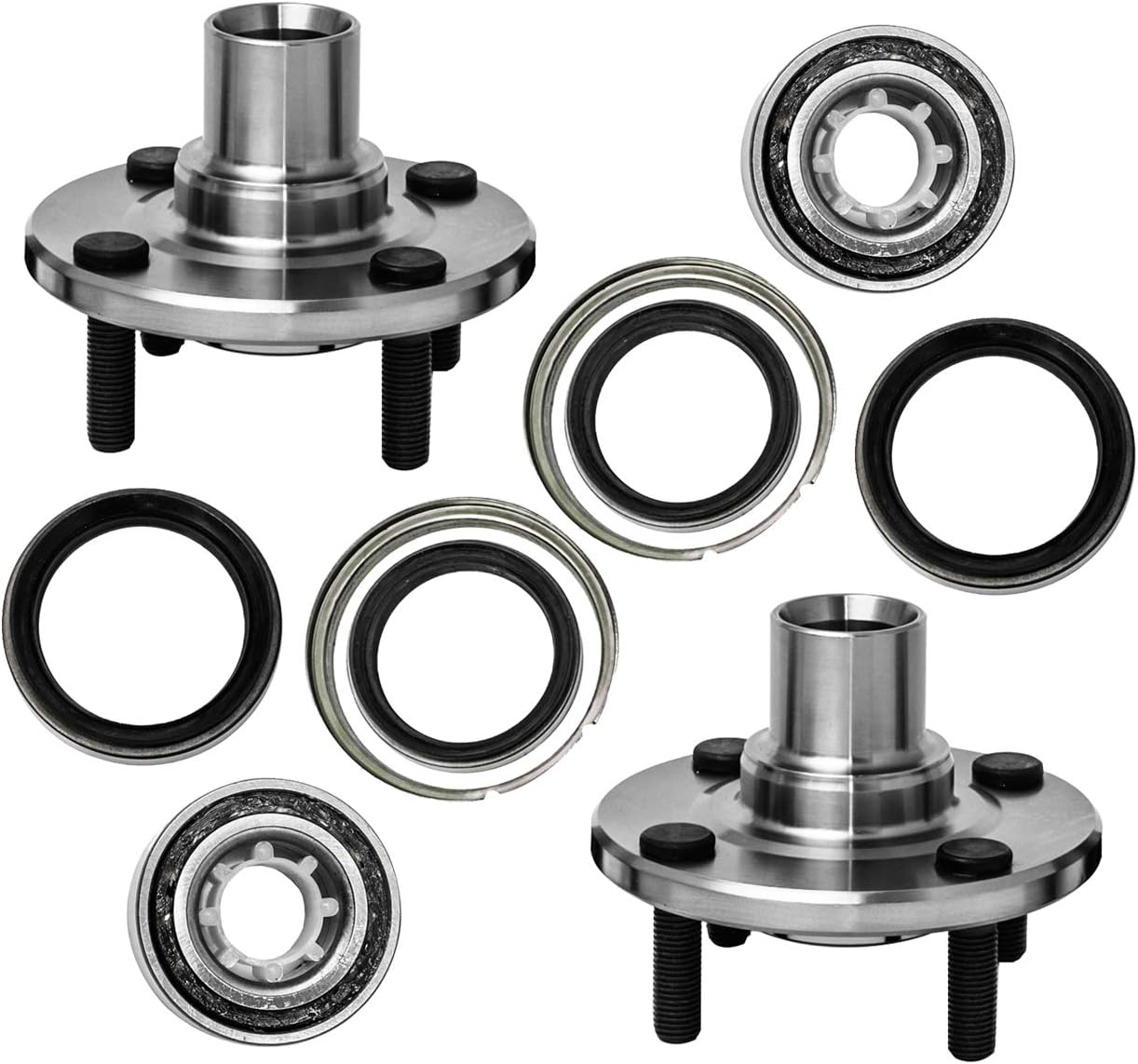 518507 x2 (Pair) Front Wheel Bearing and Hub Assembly Compatible with 1988-2002 to-yota Corolla, 1998-2002 Chevy Prizm, 1993-1997 Geo Prizm [Hub Repair Kit;4 Lug Non-ABS]