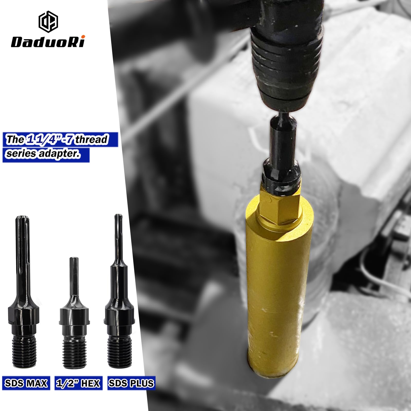 1-1/4"-7 Male Thread to 1/2" Hex Shank Core Drill Bit Adapter, Premium Convenient Converter for Concrete Coring Drilling — Amazon image 4