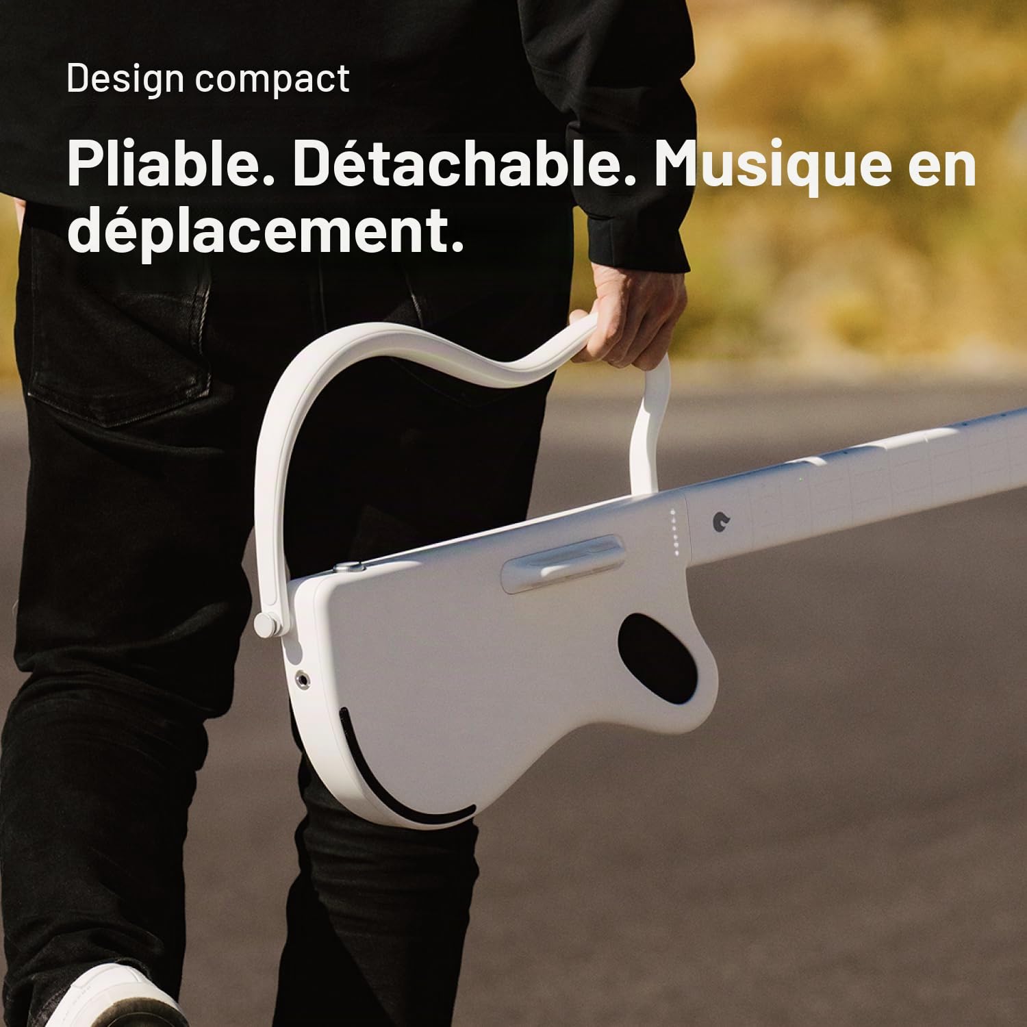 LAVA GENIE Guitare Sampler, Sans Cordes, Des centaines de Préréglages d'instruments, Haut-parleur intégré, Pliable, Amovible, Blanc, 30,5 Pouces