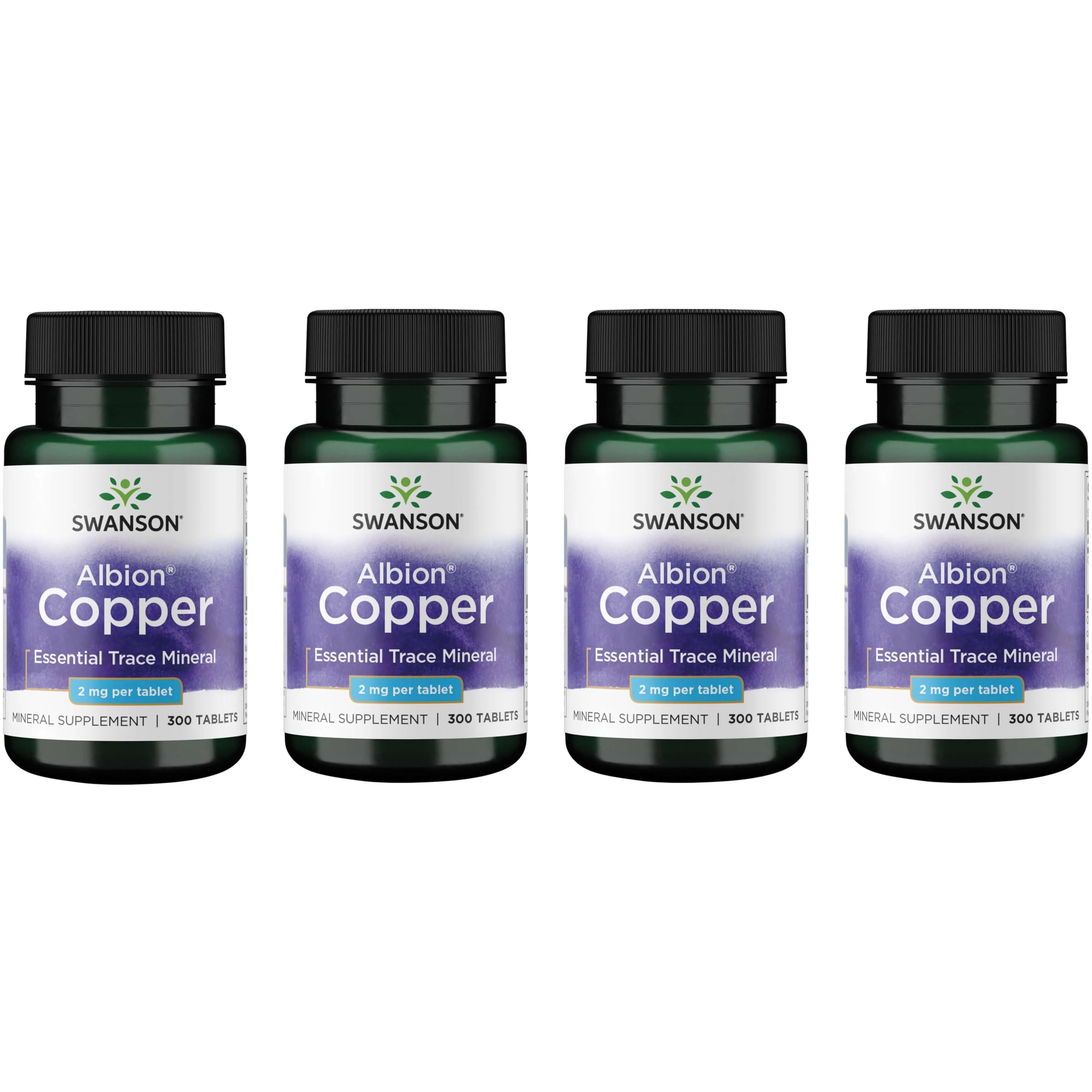 Copper Antioxidant Immune System Red Blood Cell Support Mineral Supplement (Copper chelate) 2 mg 300 Tabs (4 Pack)