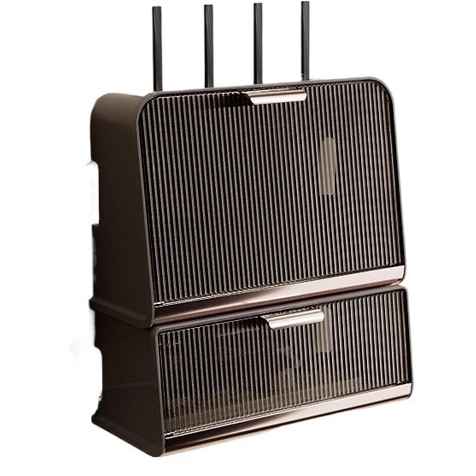 BoîTierde Rangement Mural pour Routeur Wi-FI, Meublede Rangement MultiméDia, Armoire Wi-FI pour Dissimuler Routeur Modem, Masquer Tableau éLectrique(Brown+Brown – Set)