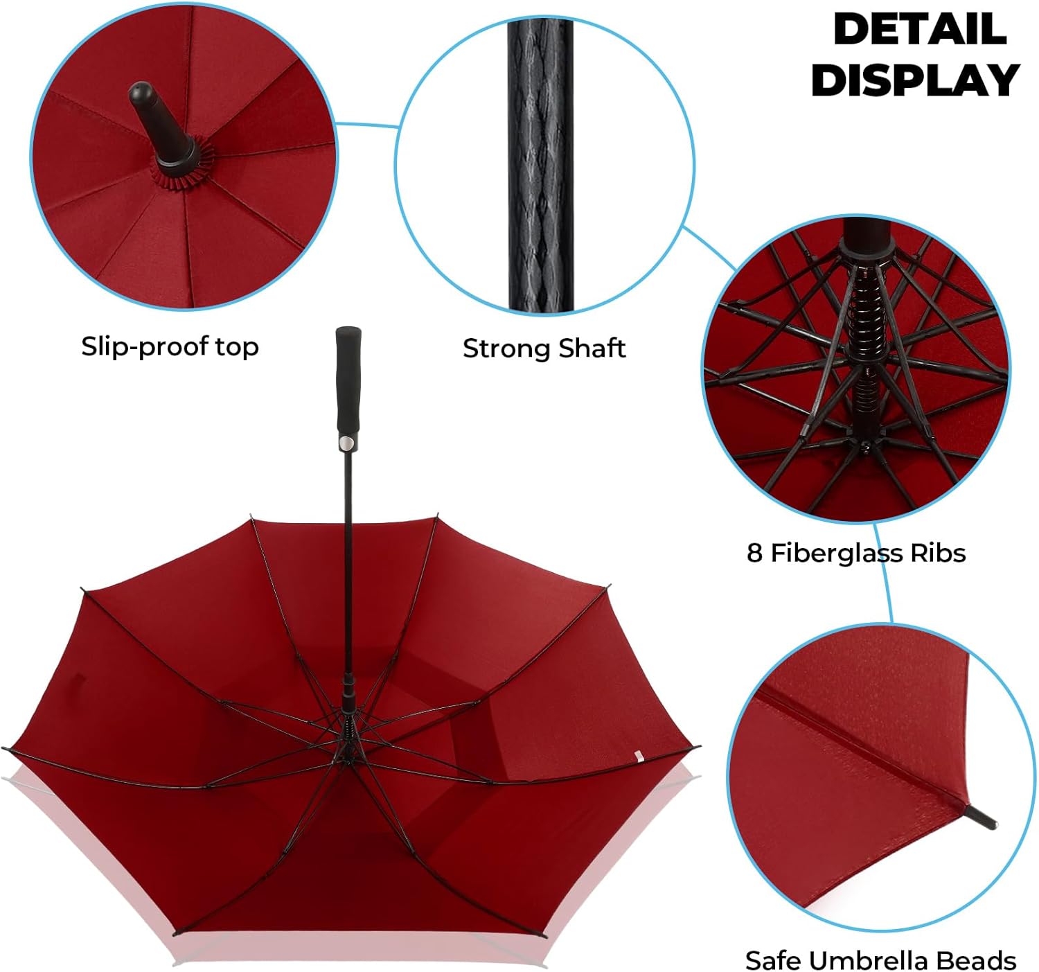 ZDSSM Automatic Open Golf Umbrella, 54/62/68/72 inch Extra Large Oversize Double Canopy Vented Stick Umbrellas, Windproof Waterproof Umbrella for Men And Women - Image 4