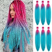 Vista 32 de Paquete de 3 extensiones de cabello sintético para trenzar de ganchillo de alta temperatura de 24 pulgadas (azul/azul cielo)