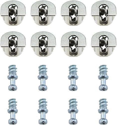 Soporte de estante tipo tornillo de forma semicircular Pin RLECS 8PCS 0.787x0.866 in Rosca Cam Lock Aleación Soporte Perno para Armario Muebles