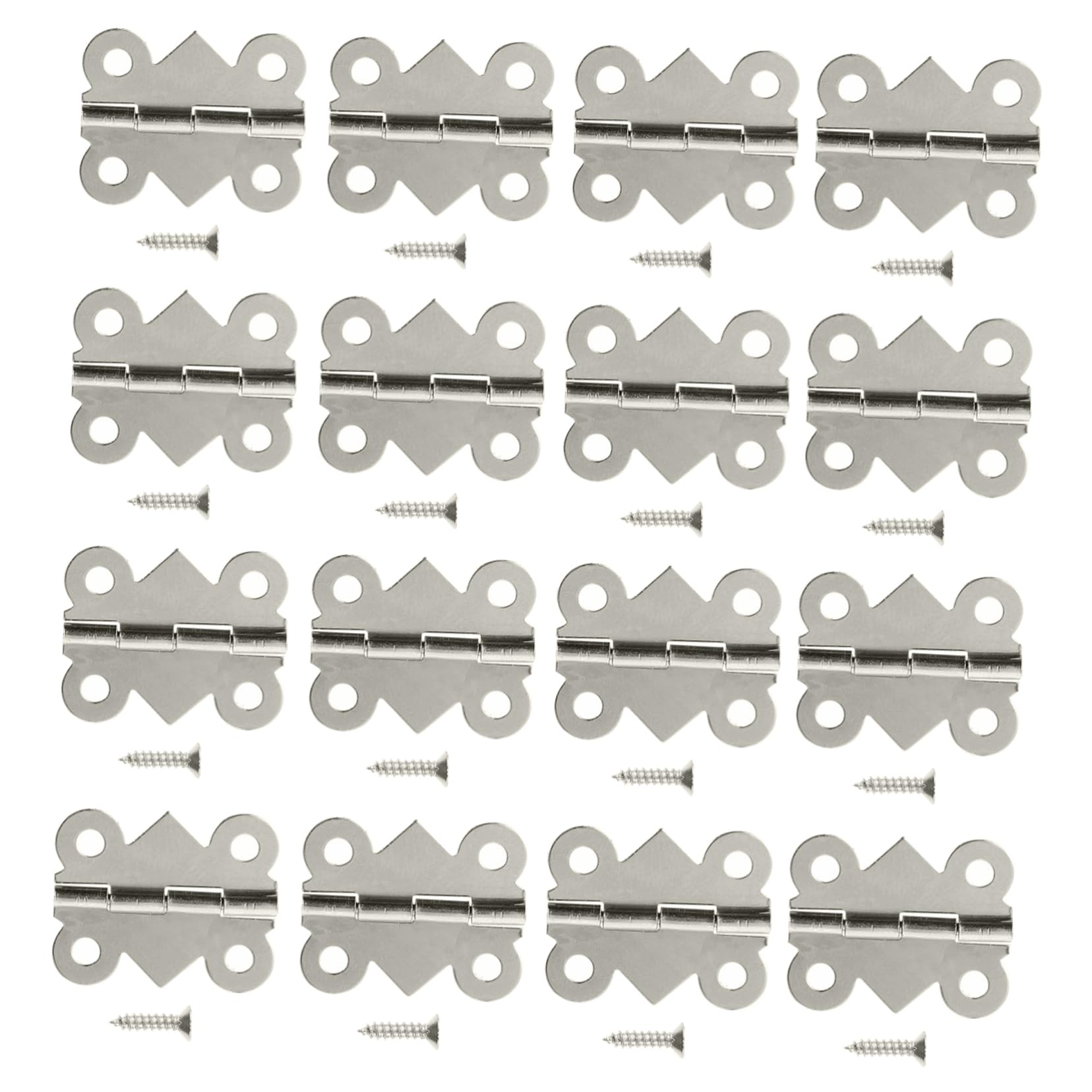 PartyKindom Nickel Plated White Hinges 48pcs Vintage Style Small Hinges for Crafts Door Closer for Furniture