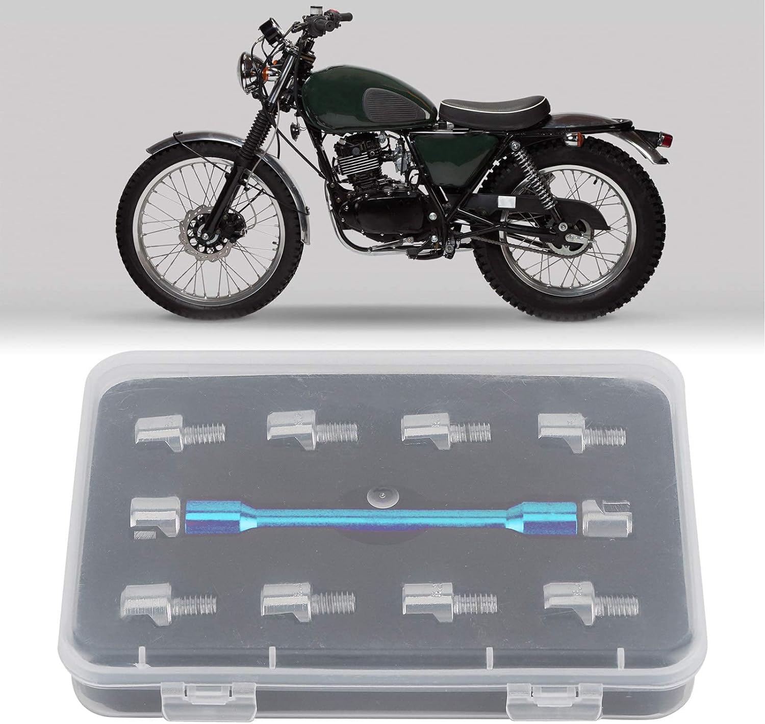 Fyearfly Speichenschlüssel Für Motorrad, 10 Größen 5.0-6.8 Länge 93 Mm Cnc Schraubenschlüssel Set, Universal Dirt Bike Speichenschlüssel Mit Transportkoffer Für Die Meisten Motorräder (Blau)