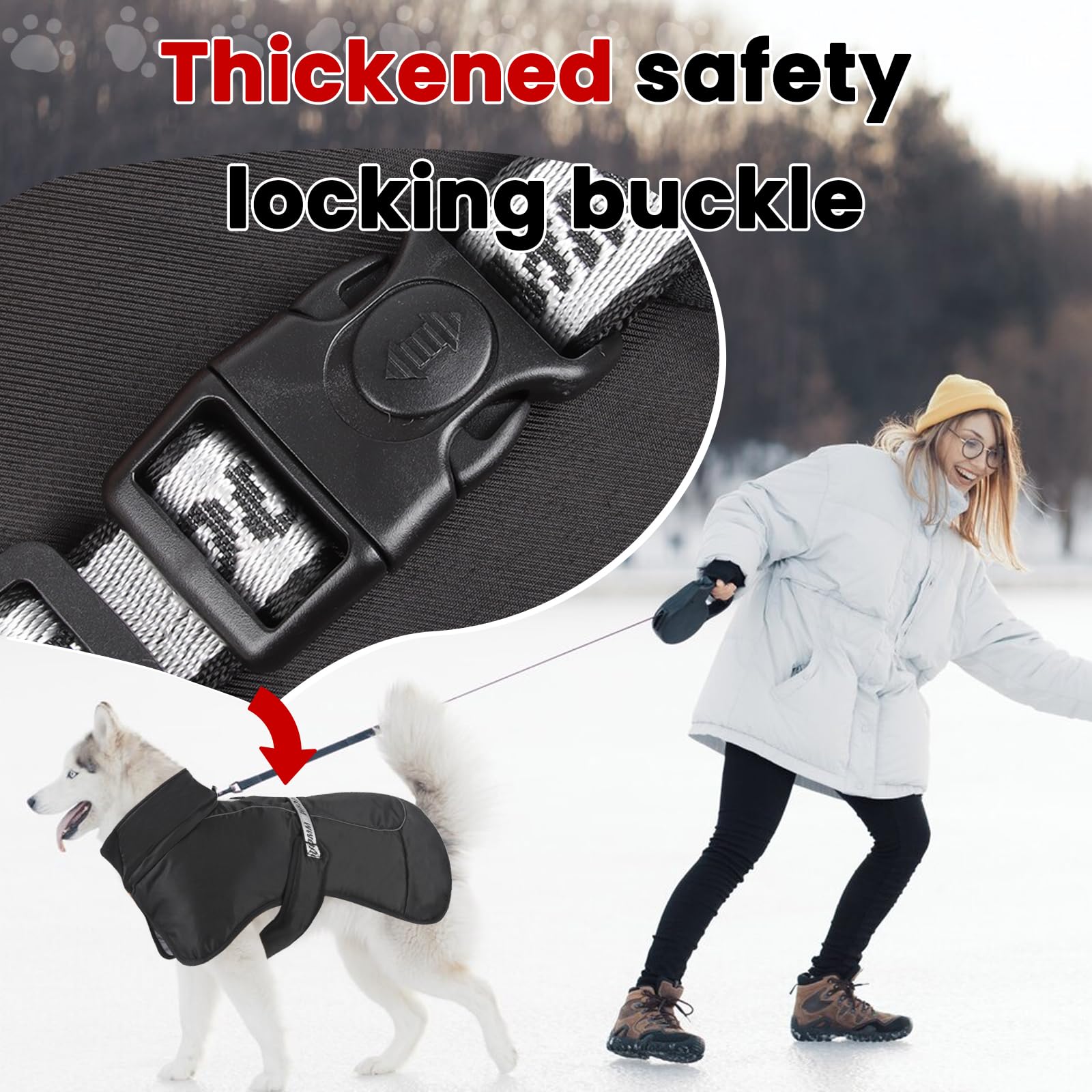 Janety Dog Coat Winter Windproof Warm Dog Jacket with Reflective Stripes - Image 4