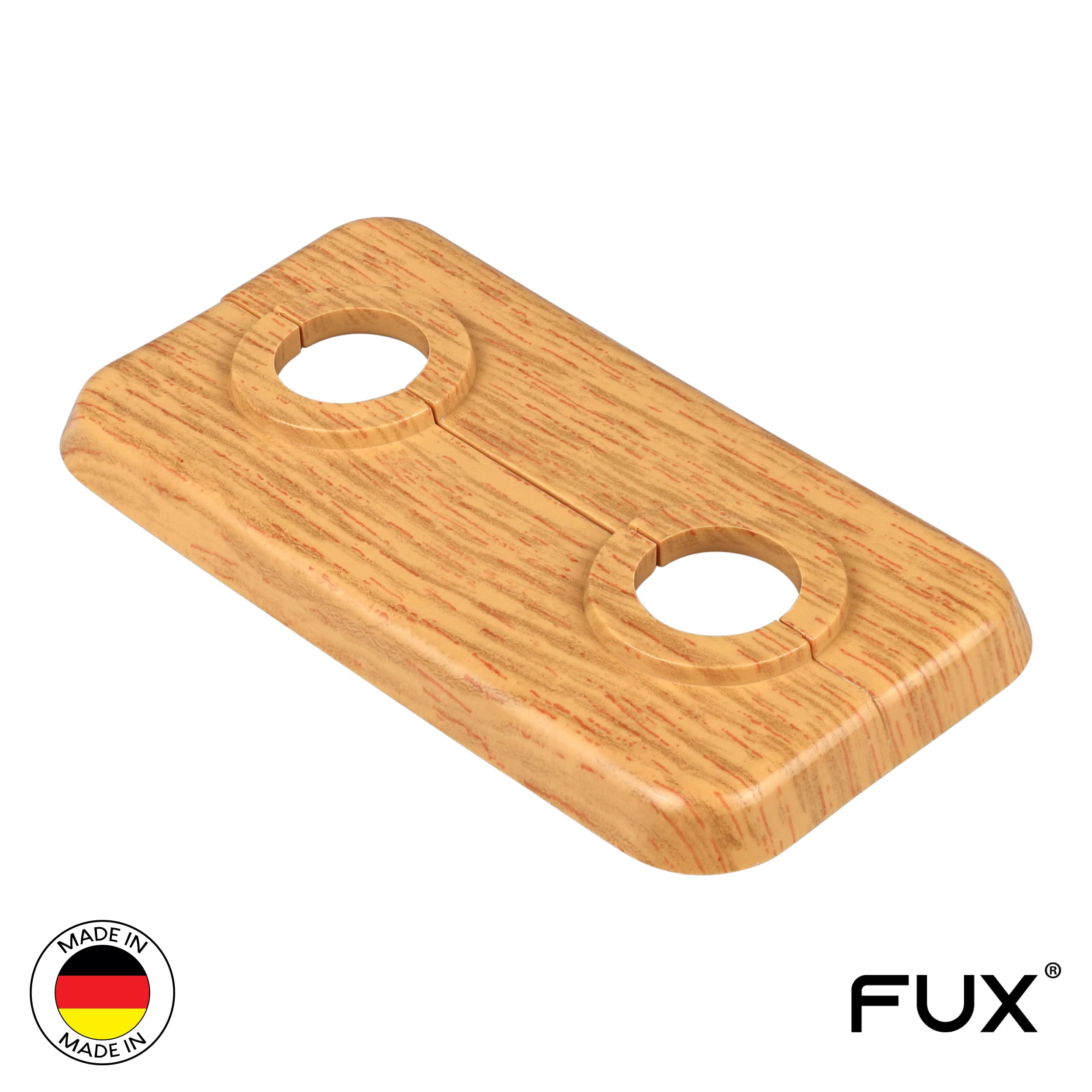 Set van 2 enkele houten rozetten voor verwarmingsbuizen, 15 mm - 22 mm, verschillende kleuren, radiatorbuisafdekking, wandgatafdekking, sanitair, radiatorrozetten, parket (19 mm, esdoorn