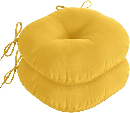 downluxe Bistro Cojines para sillas para muebles de patio, cojines redondos resistentes al agua para sillas de exterior con lazos antideslizantes,