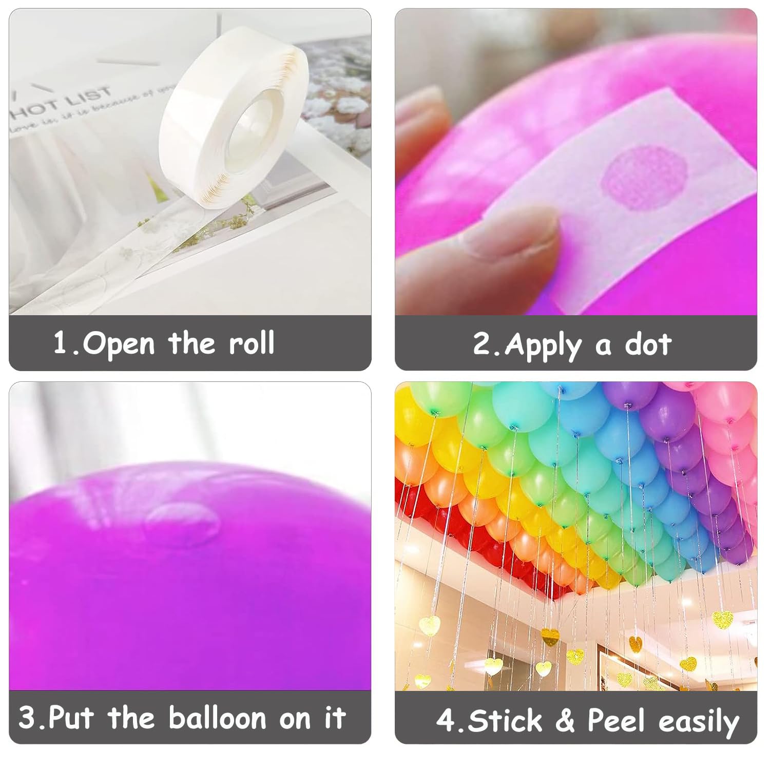 Aneco Lot De 500 Points De Colle Transparents Amovibles Double Face