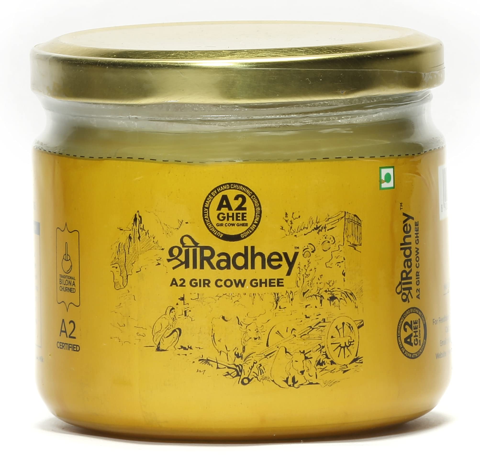 Buy SHREERADHEY A2 Bilona Gir Cow Ghee (300 ML Glass Bottle) Online at