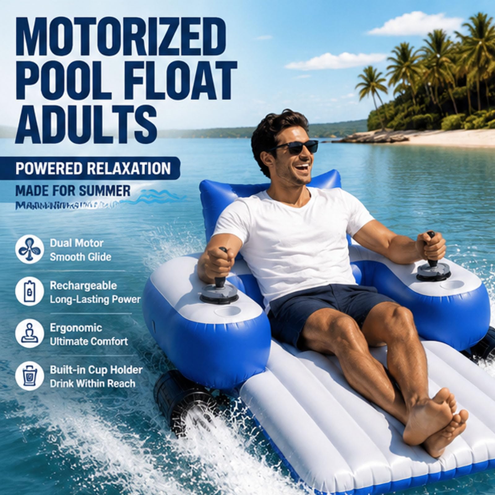 Flotador de Piscina motorizado para Adultos - Motores Dobles Recargables