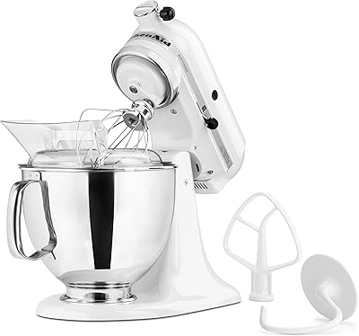 KitchenAid Artisan Series 5 Quart Tilt Head Stand Mixer with Pouring Shield KSM150PS, White