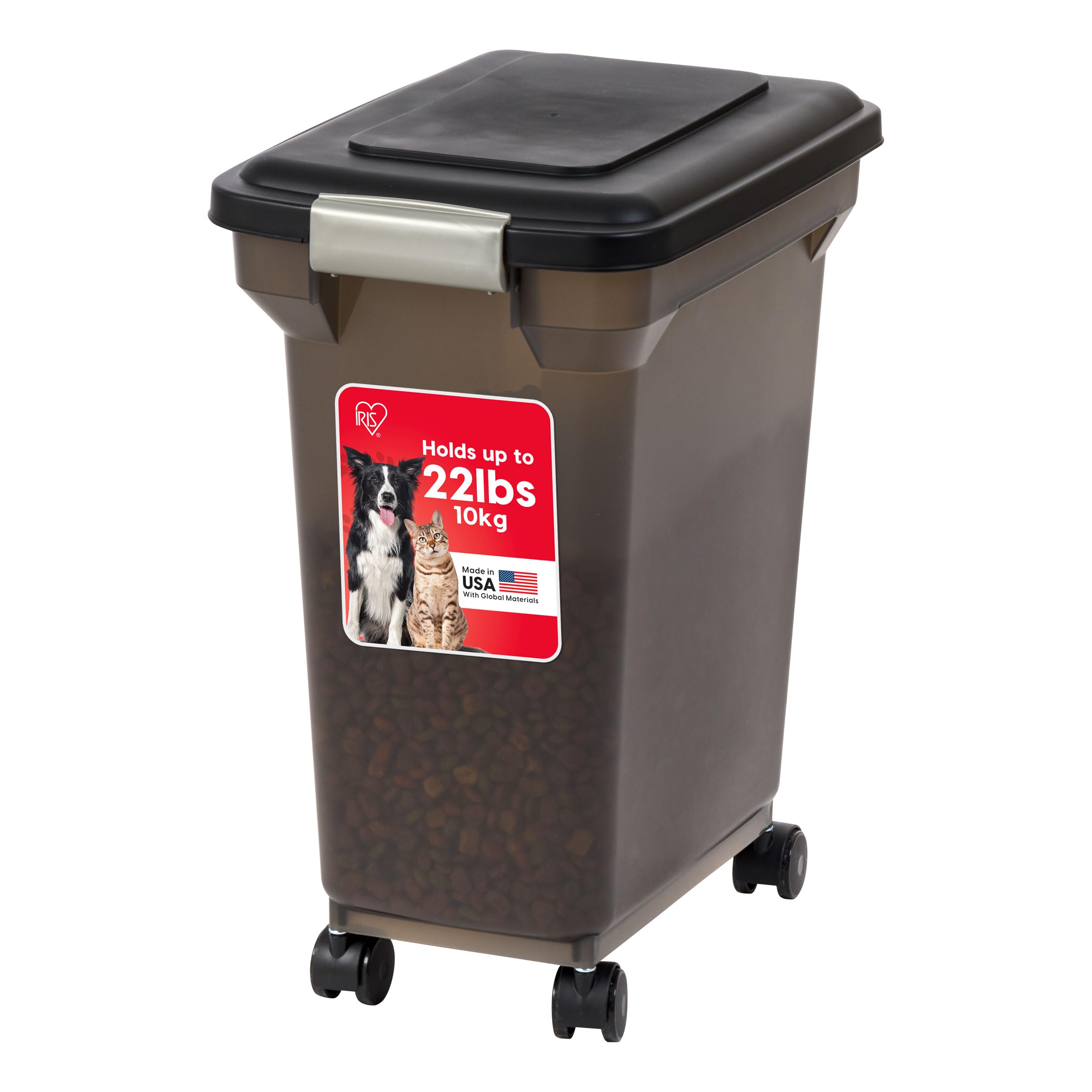 IRIS Premium Airtight Pet Food Storage Container, 22-Pounds, Smoke