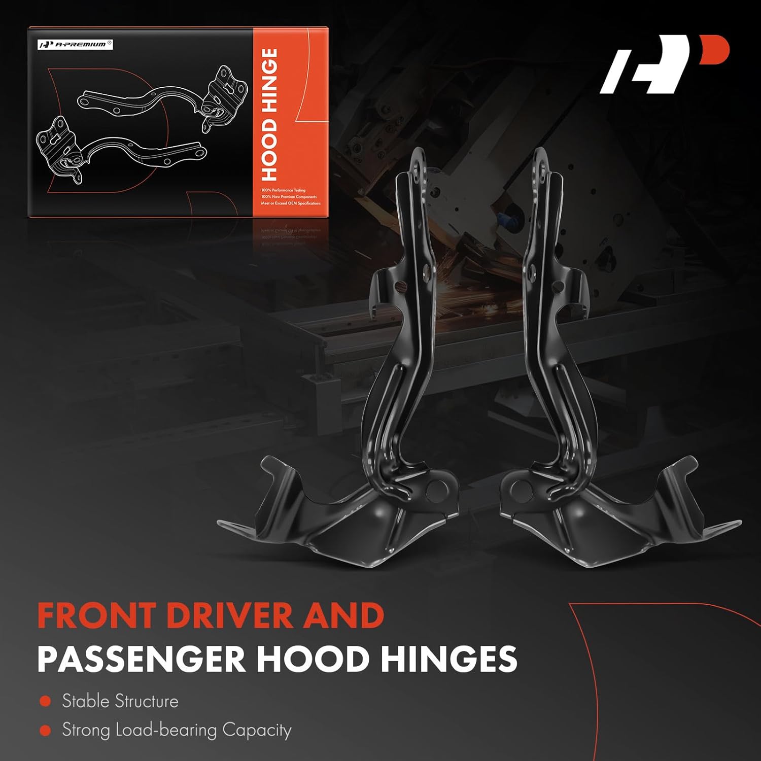 A-Premium Driver and Passenger Hood Hinges Compatible with Toyota Tacoma 2005-2015, Set of 2 Front Left and Right Side Hood Hinges, Replace# 5342004011, 5341004011