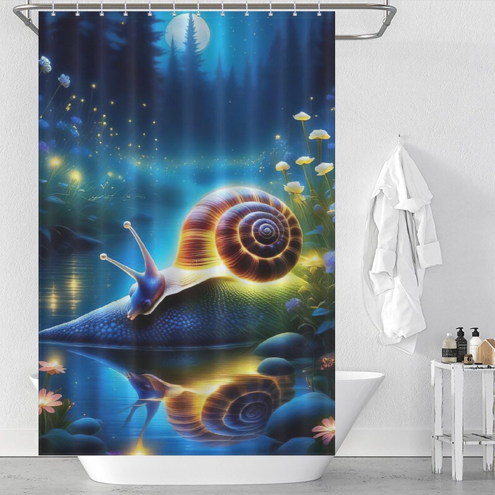 Rideau de douche escargots imperméable contre les éclaboussures