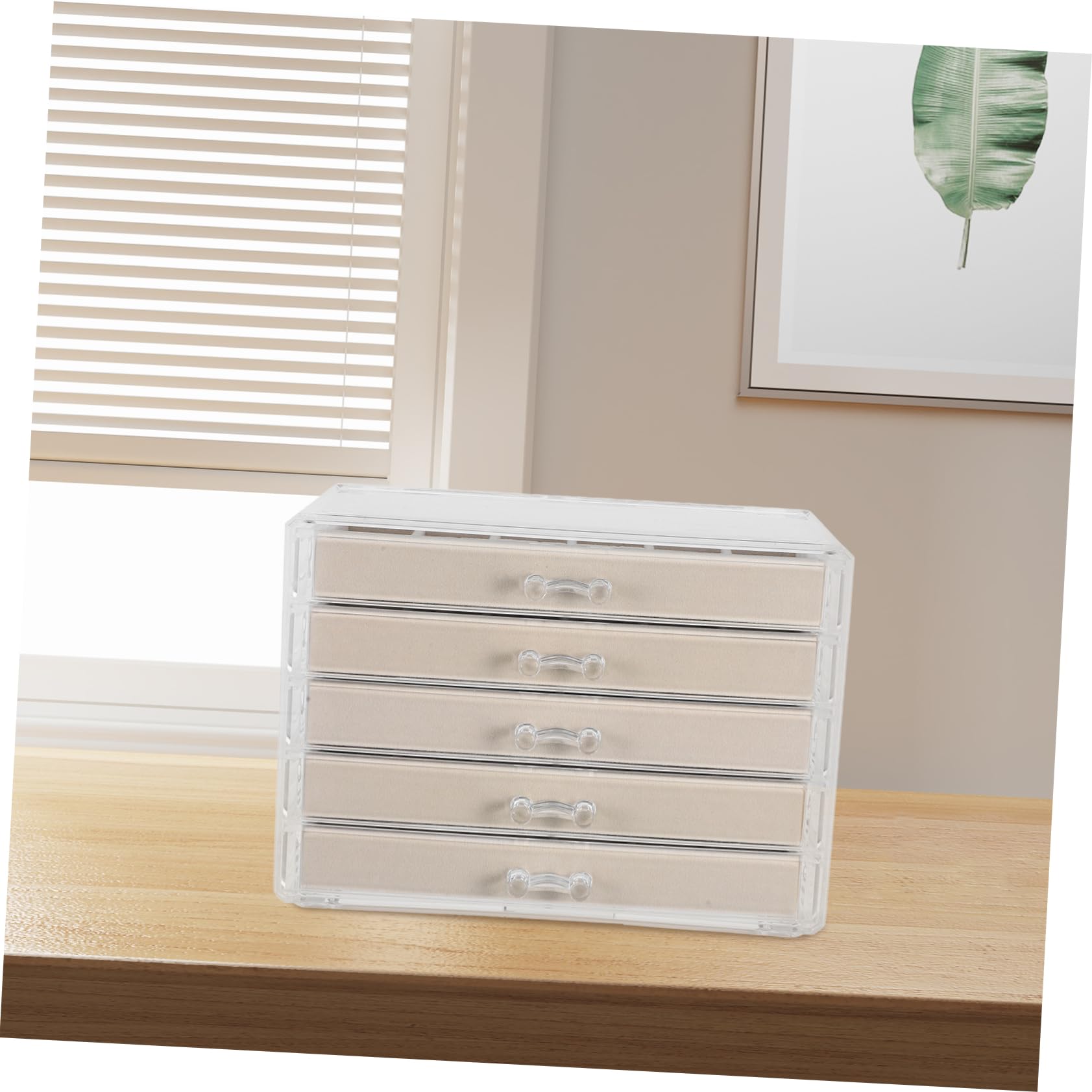 Zerodeko Joyero Acrílico con 5 Cajones Beige para Almacenamiento de Joyas