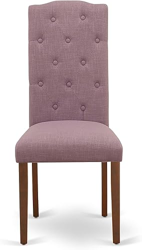 Miniatura 5 de East West Furniture ESCE3-MAH-10 - Juego de mesa de cocina de 3 piezas contiene una mesa de comedor redonda con pedestal y 2 sillas de comedor