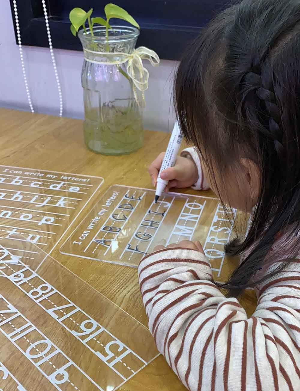 Acrylic Dry Erase Board Kids Personalized ABC Letters Numbers Wipe Off Trace Boards Mess Free,Set of 3