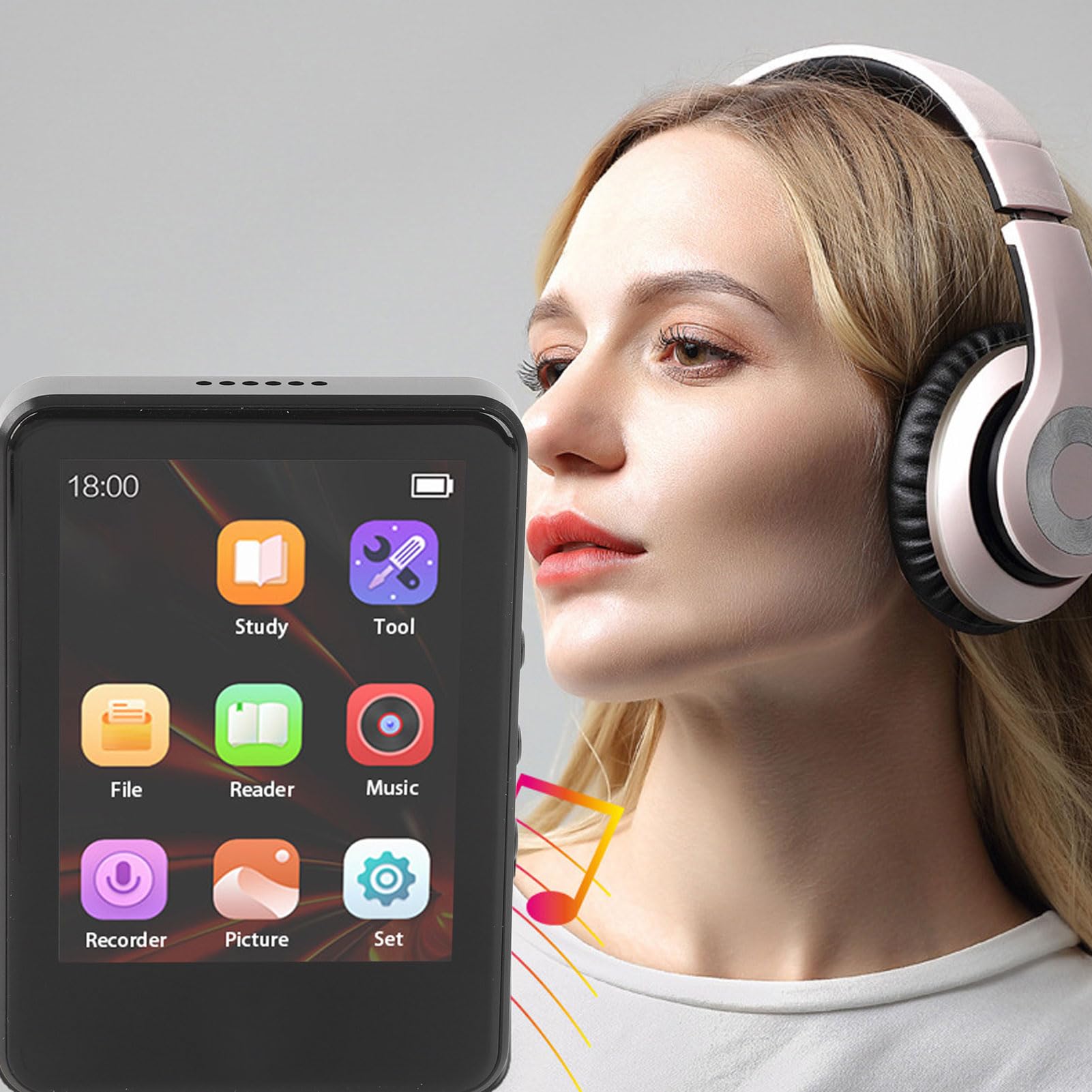 Zunate 2 Pièces Lecteur MP3 Écran Tactile 2,8 Pouces avec Haut-Parleur