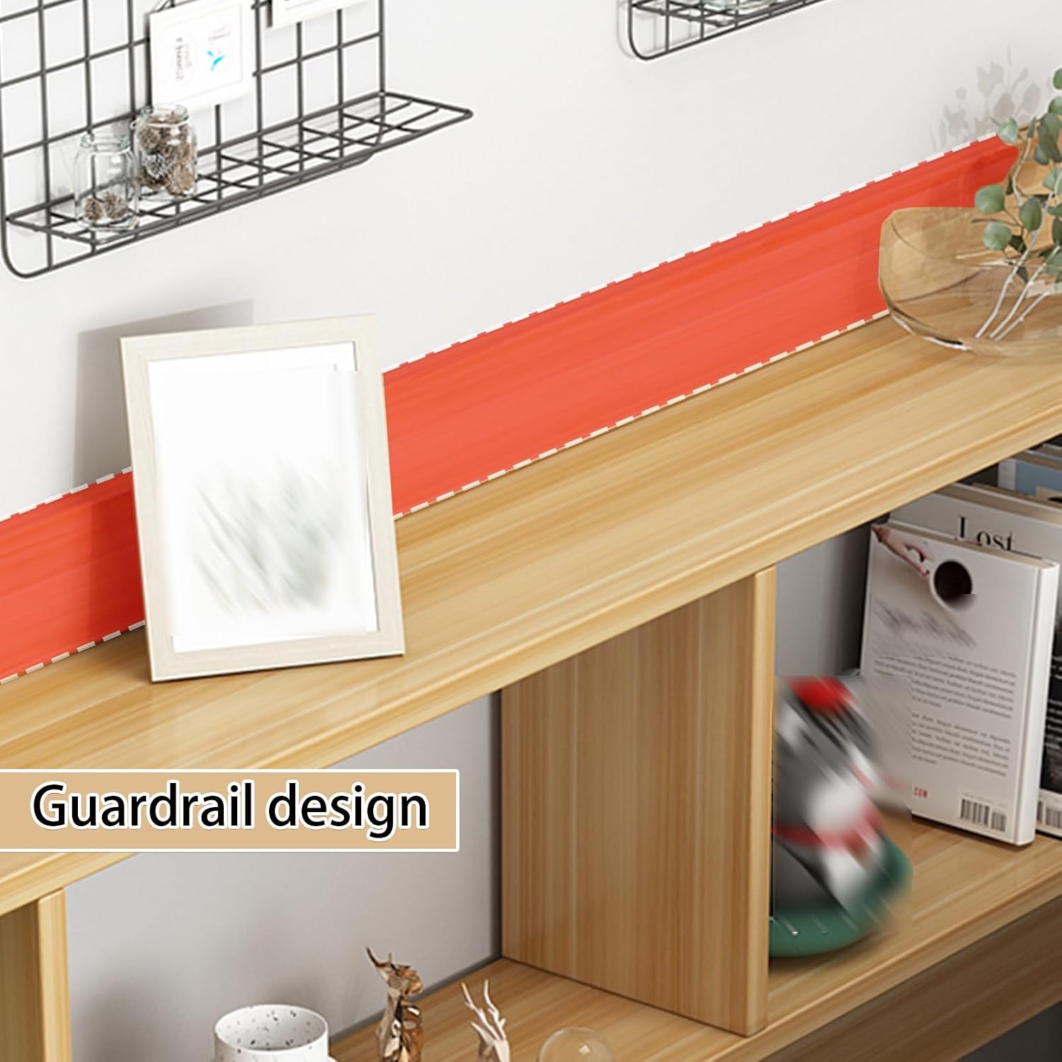 Narrow Console Table, 3 Tier Sofa Table, Table with Storage, Couch Table with guardrail, for Hallway, Bedroom, Living Room(White,39.3x7.8in/100x20cm)