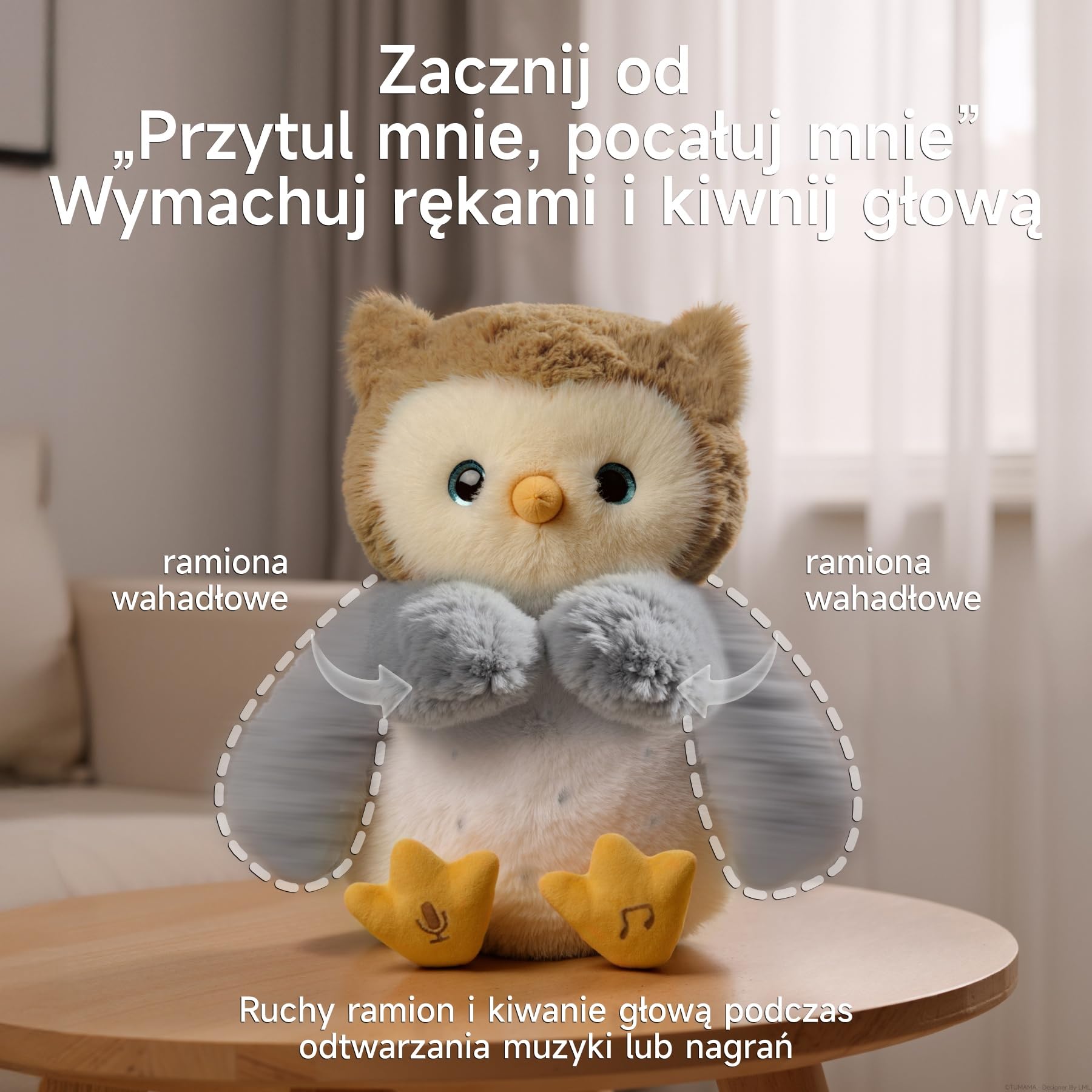 Interaktywna Sowa Zabawka Pluszowa, Elektryczna Pluszak Sowa z Dźwiękiem i Muzyczna, Mówi Powtarza Pluszowy, Przytulanka Prezent dla Dzieci