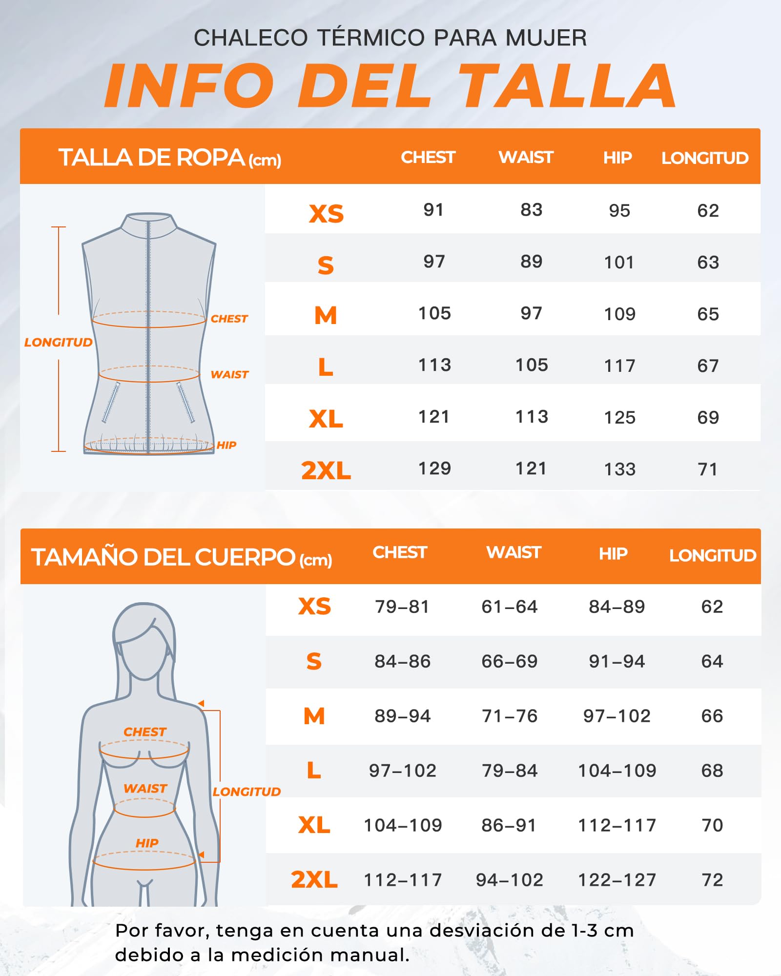Chaleco Calefactable Mujer, Chaleco Calefactable con Batería Incluida de 16000mAh 7.4V, 9 Áreas de Calefacción, 3 Niveles de Temperatura Ajustables, Chaleco Térmico para Actividades al Aire Libre