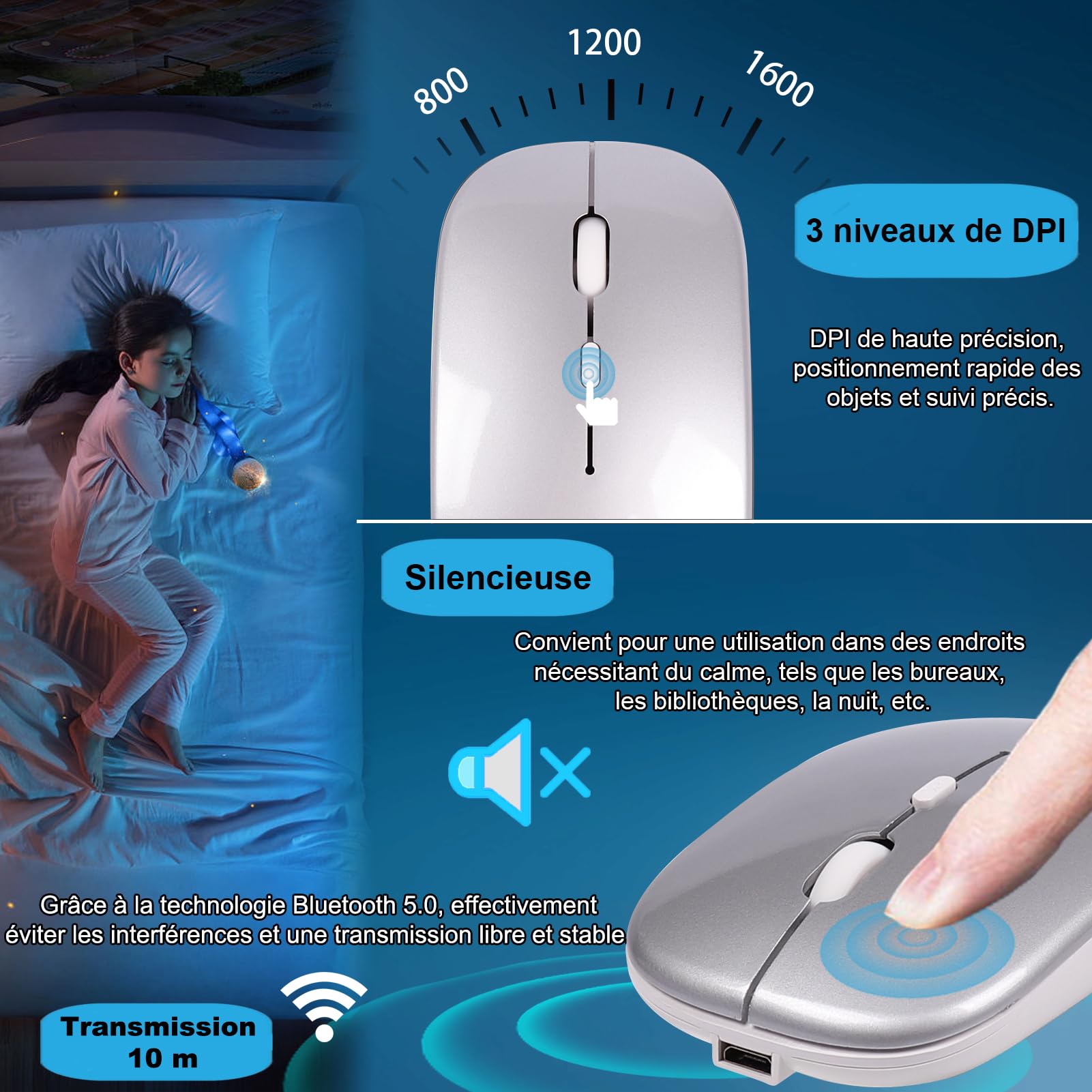 Tastiera e ouse wireless, 2,4 g USB con layout UK con tastierino