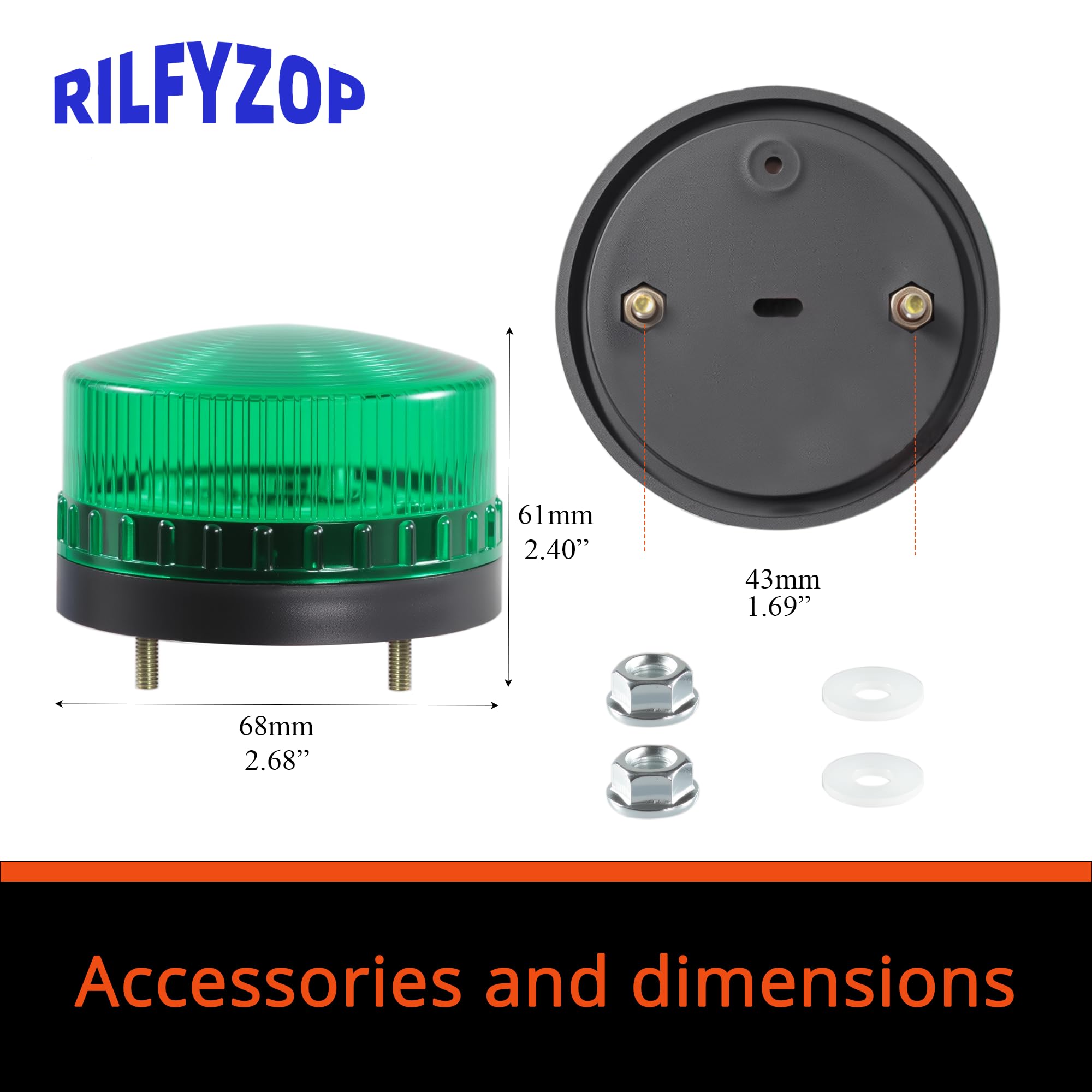 Rilfyzop Industrial Round Beeper Warning Light D-5061-J Green AC 110V-120V 75dB Flashing