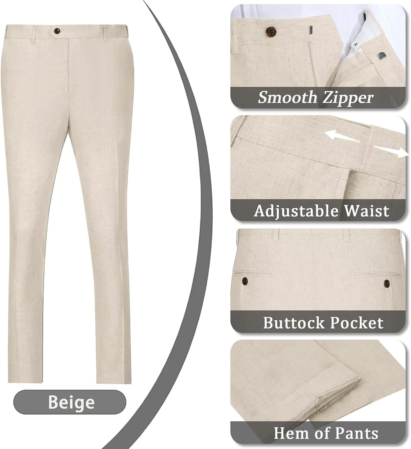 Mens Suits Linen 2 Piece Suit for Men Peak Lapel Slim Fit Suits Set Double Breasted Tuxedos for Wedding Prom - Image 6